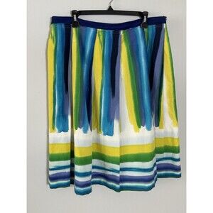 Calvin Klein Multicolored A-Line Linen Lined Skirt Women's Size 16‎